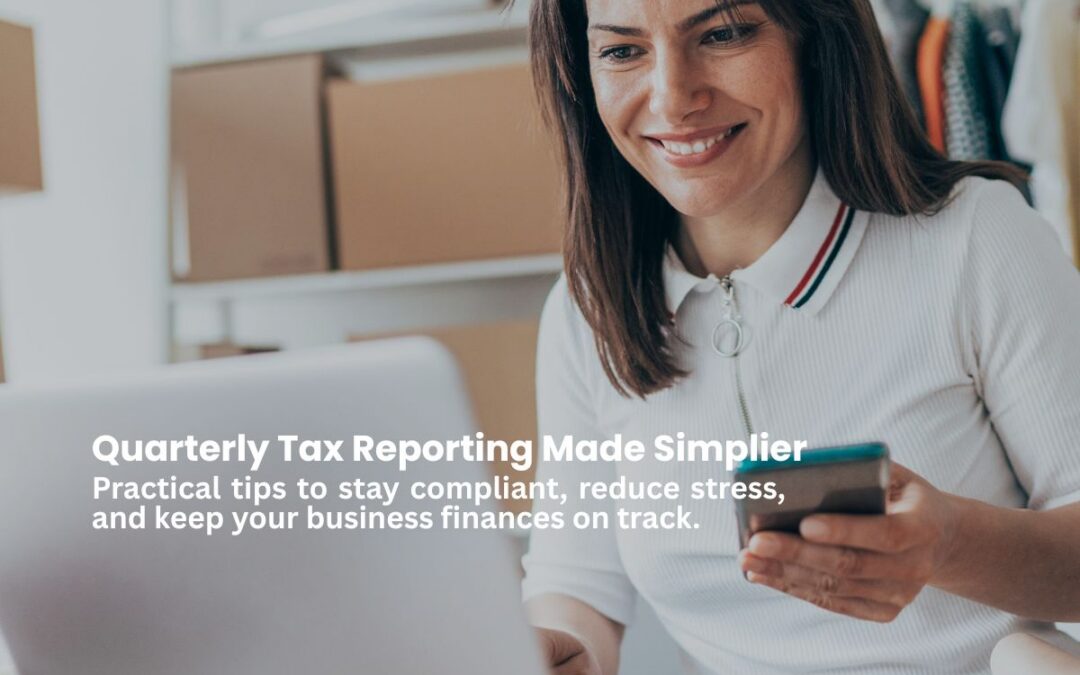 Small business owner reviewing quarterly financial records using cloud accounting software.